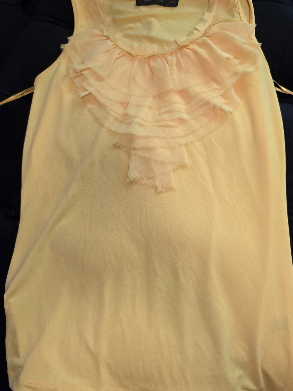 The Limited Yellow Ruffle Front Tank